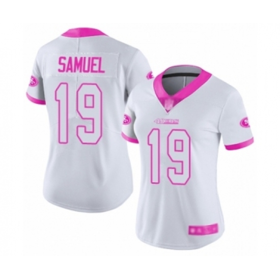 Women's San Francisco 49ers #19 Deebo Samuel Limited White Pink Rush Fashion Football Jersey - Ujersey