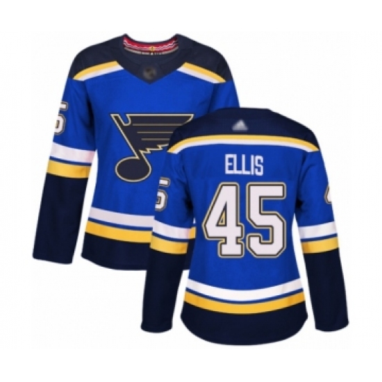 Women's St. Louis Blues #45 Colten Ellis Authentic Royal Blue Home Hockey Jersey - Ujersey