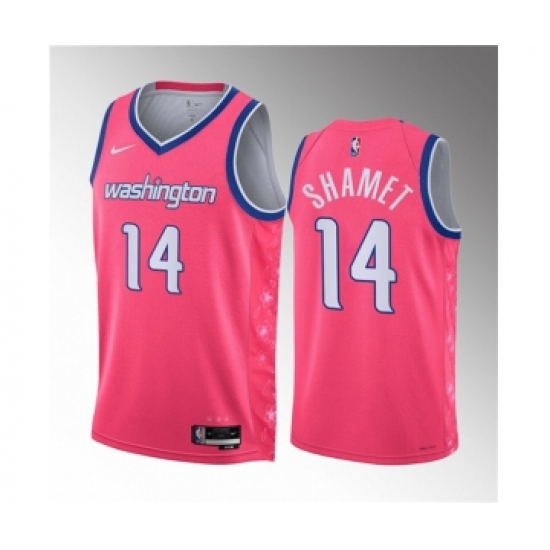 Men's Washington Wizards #14 Landry Shamet Pink 2023 Draft City Edition Stitched Jersey - Ujersey