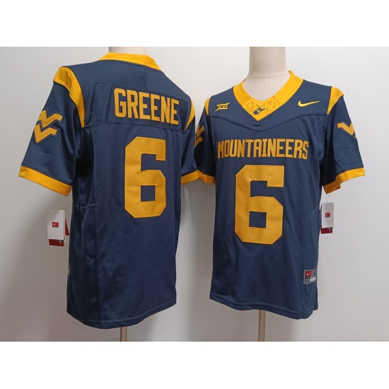 Men's West Virginia Mountaineers #6 Garrett Greene Navy FUSE College Stitched Jersey - Ujersey