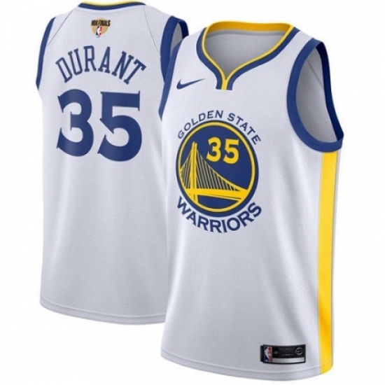 Men's Nike Golden State Warriors #35 Kevin Durant Authentic White Home 2018 NBA Finals Bound NBA Jersey - Association Edition - Ujersey