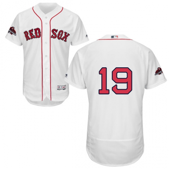 Men's Majestic Boston Red Sox #19 Jackie Bradley Jr White Home Flex Base Authentic Collection 2018 World Series Champions MLB Jersey - Ujersey