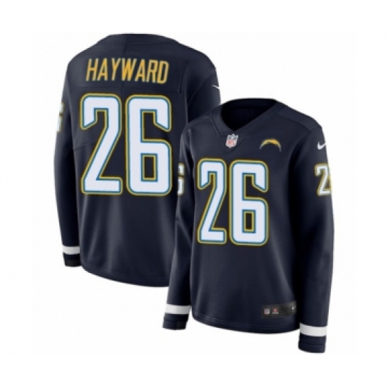 Women's Nike Los Angeles Chargers #26 Casey Hayward Limited Navy Blue Therma Long Sleeve NFL Jersey - Ujersey