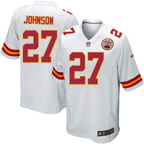 Men's Nike Kansas City Chiefs #27 Larry Johnson Game White NFL Jersey - Ujersey