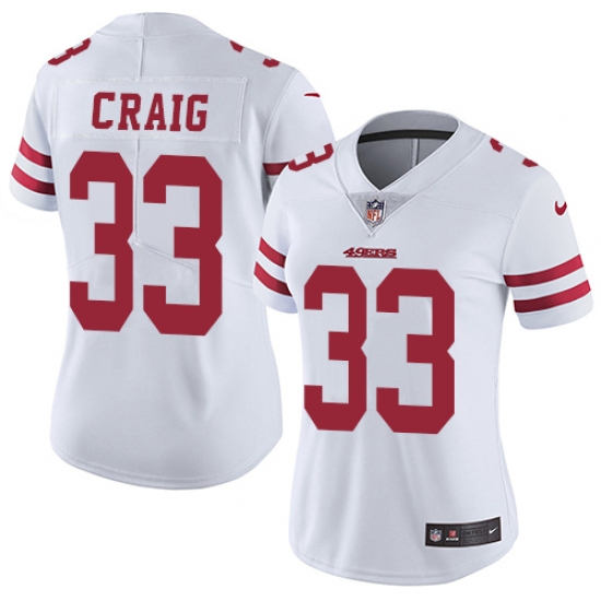 Women's Nike San Francisco 49ers #33 Roger Craig Elite White NFL Jersey - Ujersey