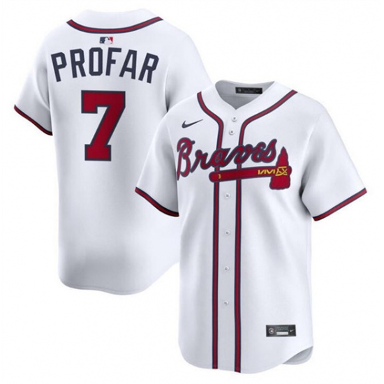 Men's Atlanta Braves #7 Jurickson Profar White 2025 Home Limited Stitched Baseball Jersey - Ujersey