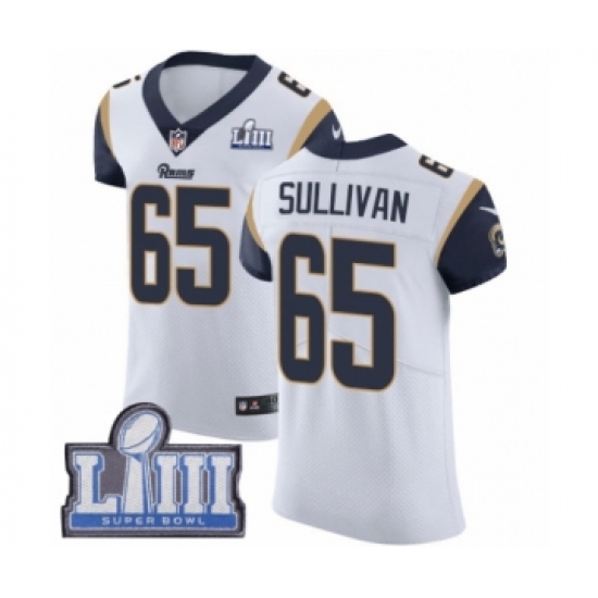 Men's Nike Los Angeles Rams #65 John Sullivan White Vapor Untouchable Elite Player Super Bowl LIII Bound NFL Jersey - Ujersey