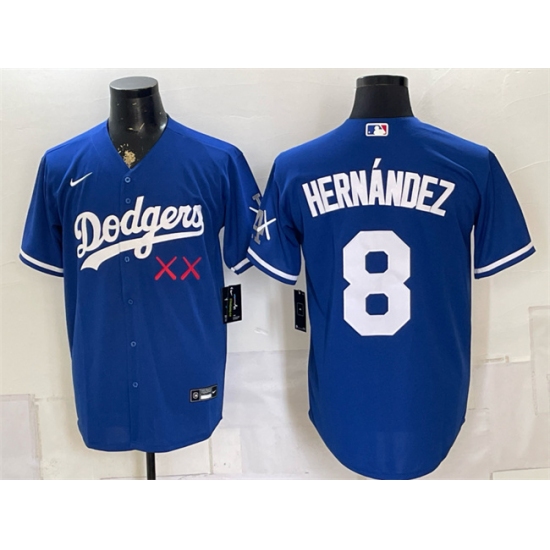 Men's Los Angeles Dodgers x KAWS #8 Enrique Hernández Royal Vapor Premier Limited Stitched Baseball Jersey - Ujersey