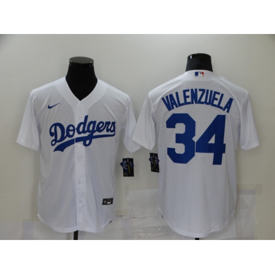 Men's Nike Los Angeles Dodgers #34 Fernando Valenzuela White Jersey - Ujersey