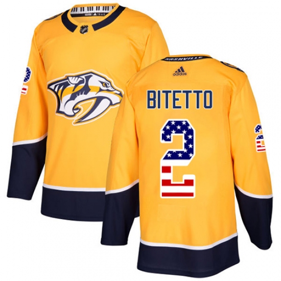 Youth Adidas Nashville Predators #2 Anthony Bitetto Authentic Gold USA Flag Fashion NHL Jersey - Ujersey
