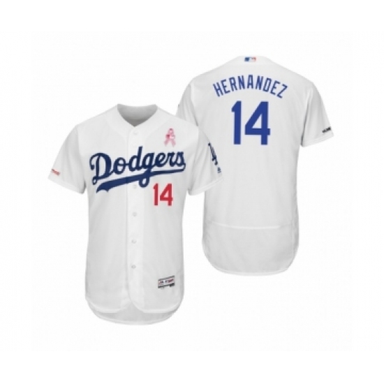 Men's Enrique Hernandez Los Angeles Dodgers #14 White 2019 Mothers Day Flex Base Home Jersey - Ujersey