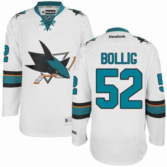 Women's Reebok San Jose Sharks #52 Brandon Bollig Authentic White Away NHL Jersey - Ujersey