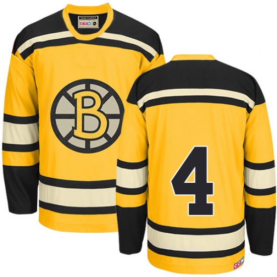 Men's CCM Boston Bruins #4 Bobby Orr Premier Gold Throwback NHL Jersey - Ujersey