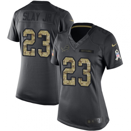 Women's Nike Detroit Lions #23 Darius Slay Jr Limited Black 2016 Salute to Service NFL Jersey - Ujersey