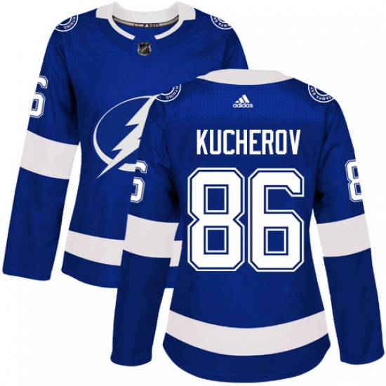 Women's Adidas Tampa Bay Lightning #86 Nikita Kucherov Authentic Royal Blue Home NHL Jersey