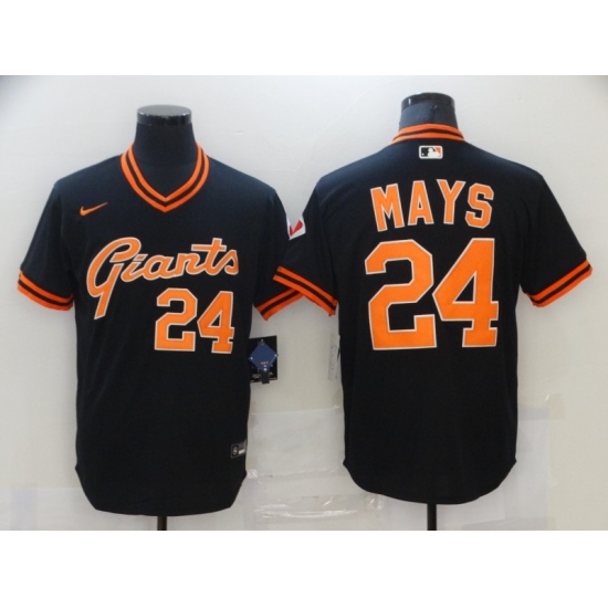 Men's Nike San Francisco Giants #24 Willie Mays Authentic Black Gold Fashion Jersey - Ujersey