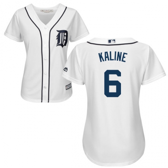 Women's Majestic Detroit Tigers #6 Al Kaline Authentic White Home Cool Base MLB Jersey - Ujersey
