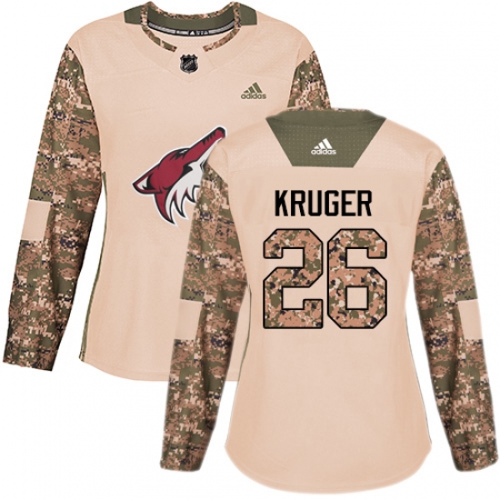 Women's Adidas Arizona Coyotes #26 Marcus Kruger Authentic Camo Veterans Day Practice NHL Jersey - Ujersey