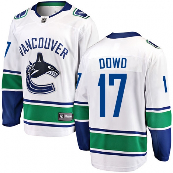 Youth Vancouver Canucks #17 Nic Dowd Fanatics Branded White Away Breakaway NHL Jersey - Ujersey