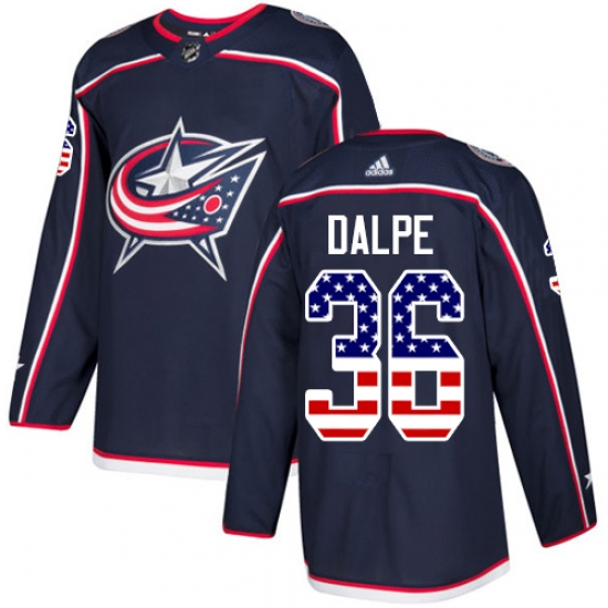 Men's Adidas Columbus Blue Jackets #36 Zac Dalpe Authentic Navy Blue USA Flag Fashion NHL Jersey - Ujersey