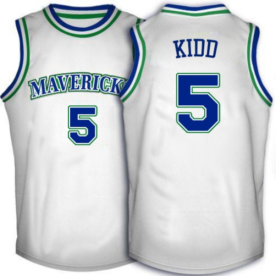 Men's Adidas Dallas Mavericks #5 Jason Kidd Swingman White Throwback NBA Jersey