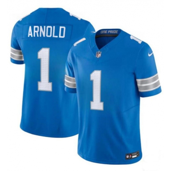 Men's Detroit Lions #1 Terrion Arnold New Blue 2024 Draft F.U.S.E. Vapor Limited Football Stitched Jersey - Ujersey