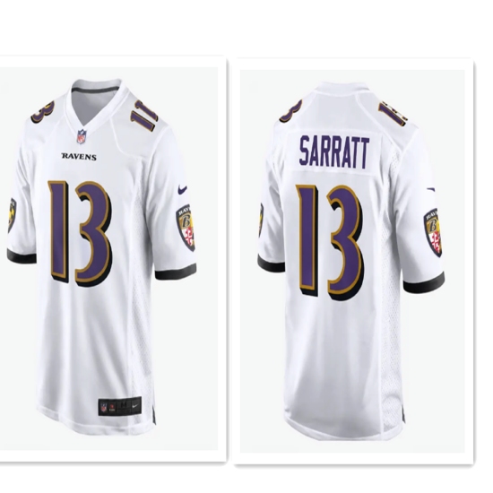 Men's Baltimore Ravens #13 Elijah Sarratt White Alternate Stitched NFL Nike Game Jersey - Ujersey