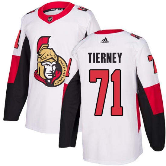 Men's Adidas Ottawa Senators #71 Chris Tierney Authentic White Away NHL Jersey - Ujersey