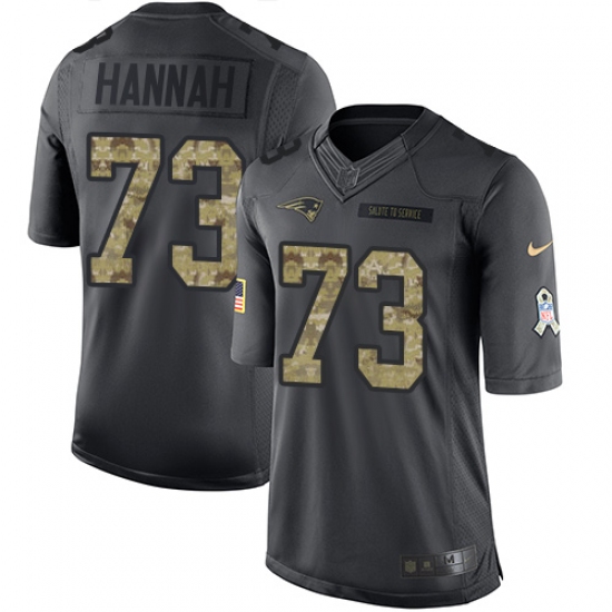 Men's Nike New England Patriots #73 John Hannah Limited Black 2016 Salute to Service NFL Jersey - Ujersey