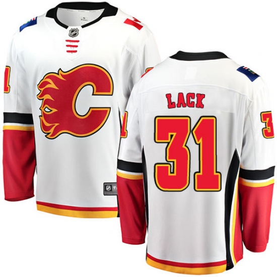 Men's Calgary Flames #31 Eddie Lack Fanatics Branded White Away Breakaway NHL Jersey - Ujersey