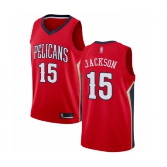 Men's New Orleans Pelicans #15 Frank Jackson Authentic Red Basketball Jersey Statement Edition - Ujersey