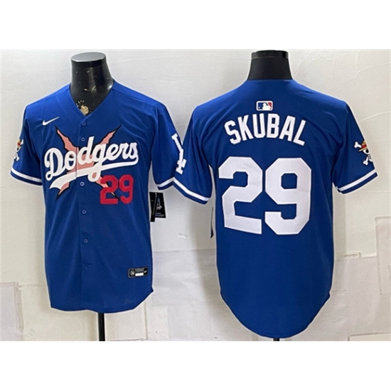 Men's Los Angeles Dodgers x One Piece #29 Tarik Skubal Royal Alternate Stadium Stitched Baseball Jersey - Ujersey