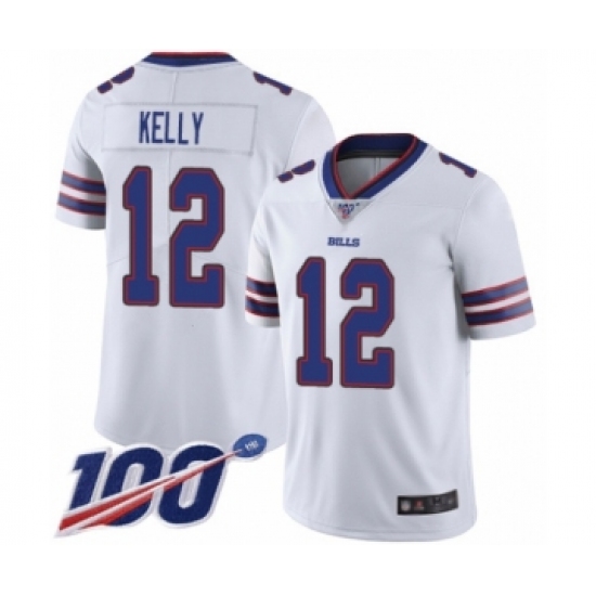 Men's Buffalo Bills #12 Jim Kelly White Vapor Untouchable Limited Player 100th Season Football Jersey - Ujersey