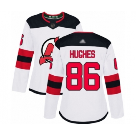 Women's New Jersey Devils #86 Jack Hughes Authentic White Away Hockey Jersey - Ujersey