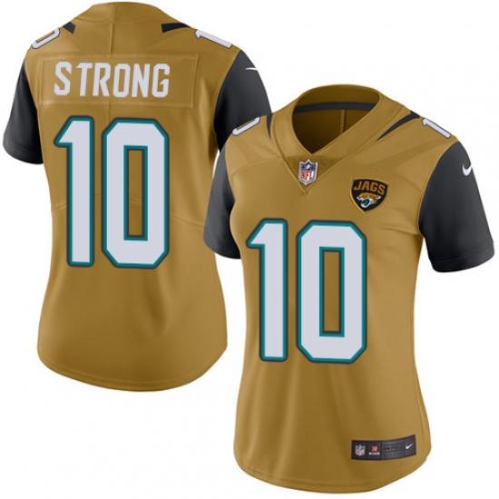 Women's Nike Jacksonville Jaguars #10 Jaelen Strong Limited Gold Rush Vapor Untouchable NFL Jersey - Ujersey