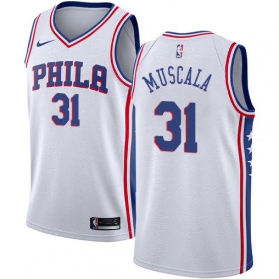 Men's Nike Philadelphia 76ers #31 Mike Muscala Swingman White NBA Jersey - Association Edition - Ujersey