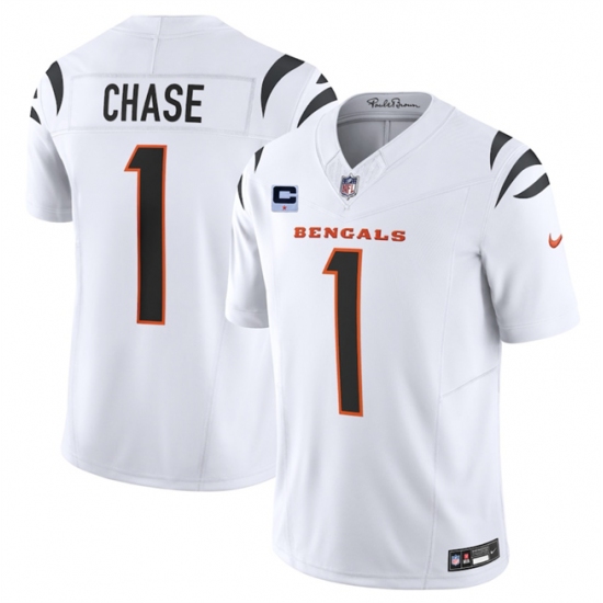 Men's Cincinnati Bengals #1 Ja'Marr Chase White 2025 F.U.S.E. With 1-Star C Vapor Untouchable Limited Stitched Football Jersey - Ujersey
