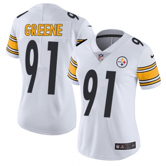 Women's Nike Pittsburgh Steelers #91 Kevin Greene White Vapor Untouchable Limited Player NFL Jersey - Ujersey