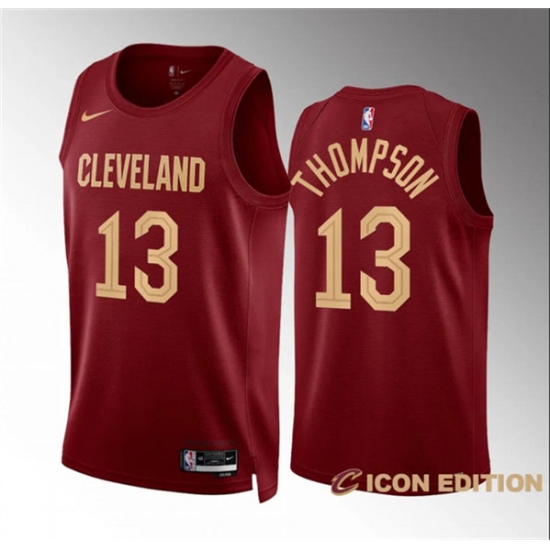 Men's Cleveland Cavaliers #13 Tristan Thompson Wine Icon Edition Stitched Jersey - Ujersey