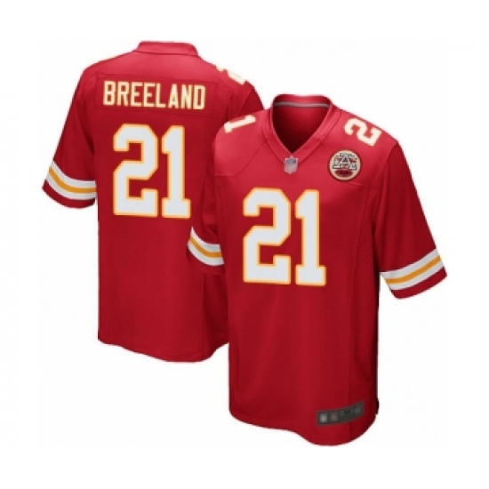 Men's Kansas City Chiefs #21 Bashaud Breeland Game Red Team Color Football Jersey - Ujersey