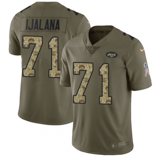 Youth Nike New York Jets #71 Ben Ijalana Limited Olive/Camo 2017 Salute to Service NFL Jersey - Ujersey