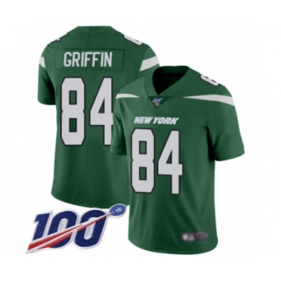 Men's New York Jets #84 Ryan Griffin Green Team Color Vapor Untouchable Limited Player 100th Season Football Jersey - Ujersey