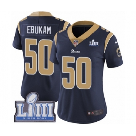 Women's Nike Los Angeles Rams #50 Samson Ebukam Navy Blue Team Color Vapor Untouchable Limited Player Super Bowl LIII Bound NFL Jersey - Ujersey