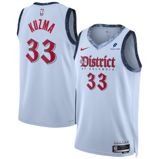 Men's Washington Wizards #33 Kyle Kuzma Powder Blue 2024-25 City Edition Stitched Basketball Jersey - Ujersey