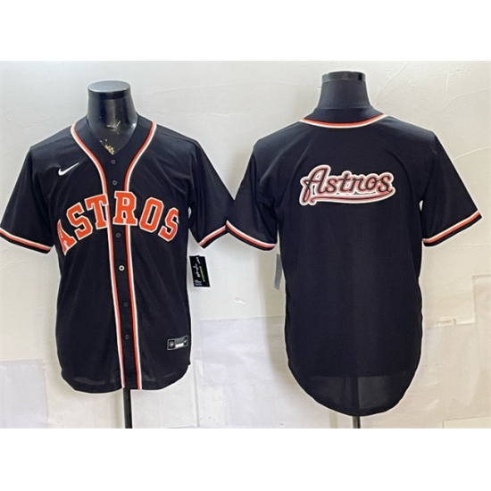 Men's Houston Astros Team Big Logo 2026 Fashion Replica Black Out Stitched Baseball Jersey - Ujersey