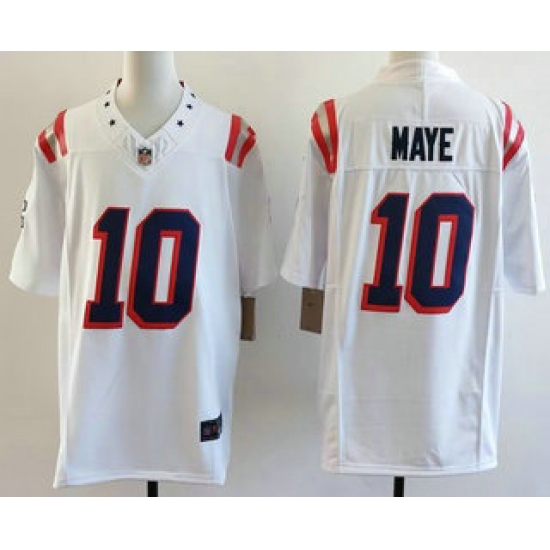Men's New England Patriots #10 Drake Maye Limited White Fashion FUSE Vapor Jersey - Ujersey