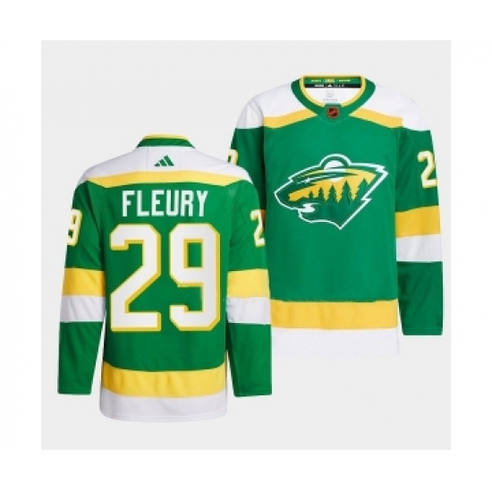Men's Minnesota Wild #29 Marc-Andre Fleury Green 2022-23 Reverse Retro Stitched Jersey - Ujersey