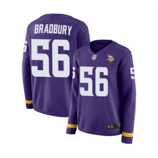 Women's Minnesota Vikings #56 Garrett Bradbury Limited Purple Therma Long Sleeve Football Jersey - Ujersey