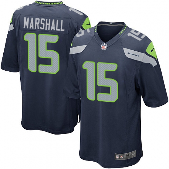 Men's Nike Seattle Seahawks #15 Brandon Marshall Game Navy Blue Team Color NFL Jersey - Ujersey