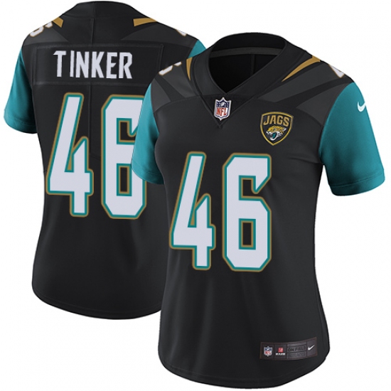 Women's Nike Jacksonville Jaguars #46 Carson Tinker Elite Black Alternate NFL Jersey - Ujersey